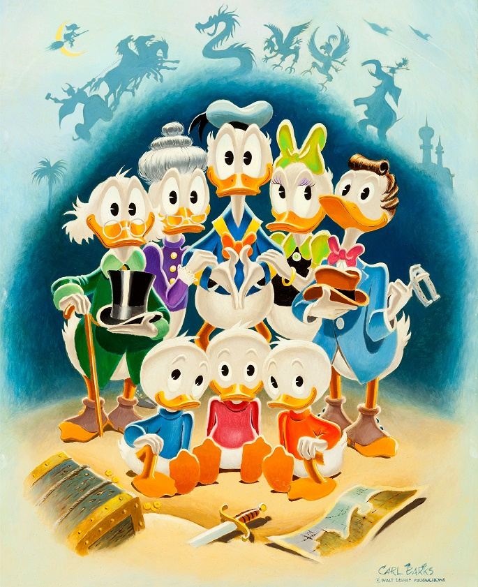 Carl Barks Disney Duck Family Portrait Tops Heritage Animation Sale