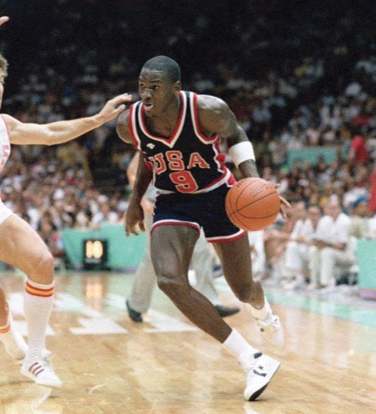 Michael Jordan 1984 USA Olympic Basketball Co-Captain USA GOLD (170)