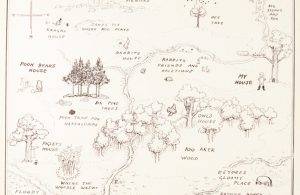 EH Shepard’s original map of Hundred Acre Wood