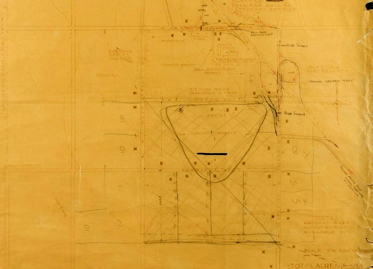 Walt Disney's original sketch outlining the boundaries of Disneyland 