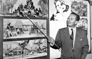 Walt Disney shows off plans for Disneyland in 1953