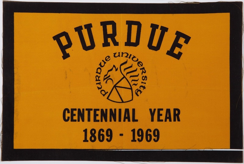 A flag from Armstrong's alma mater Purdue University, flown aboard Apollo 11 