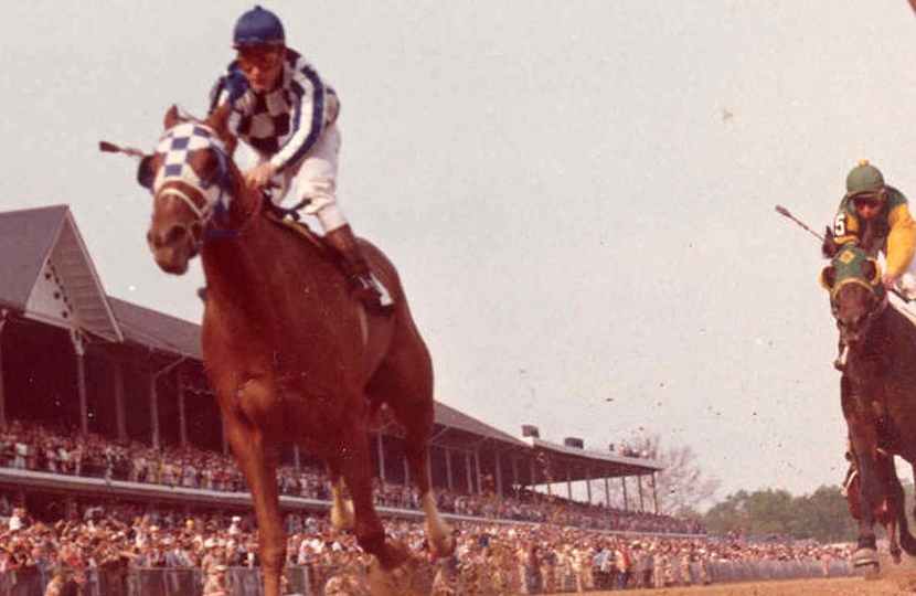 Secretariat crosses the finish line at the 1973 Kentucky Derby, setting a record that still stands to this day