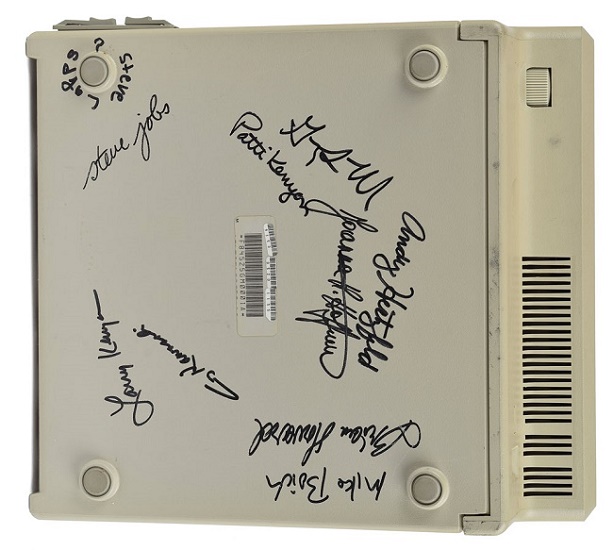An Apple Macintosh Plus 1Mb, signed by Jobs and other members of the original Apple Mac development team 