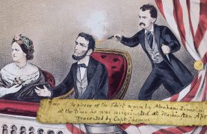 A fragment of Abraham Lincoln's bloodstained shirt, removed by surgeons after he was shot by John Wilkes Booth