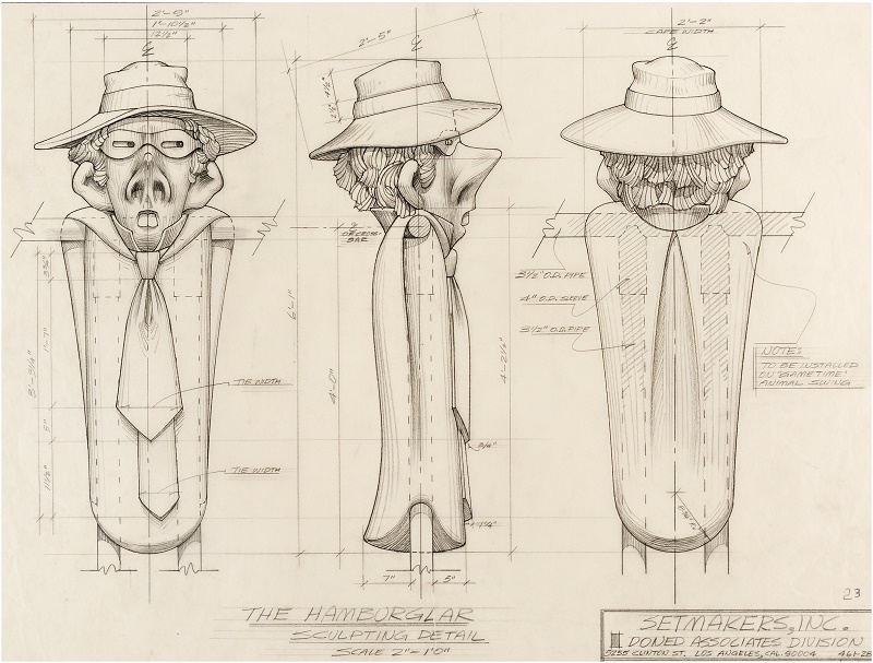 Original Setmakers design sketches for the Hamburglar swing which stood in McDonaldland playgrounds across America 