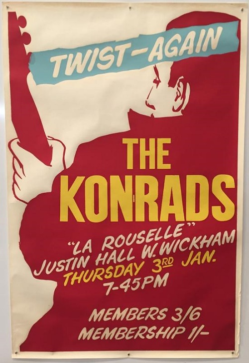 A poster for a Konrads show in January 1963, believed to be the earliest David Bowie concert poster in existence 