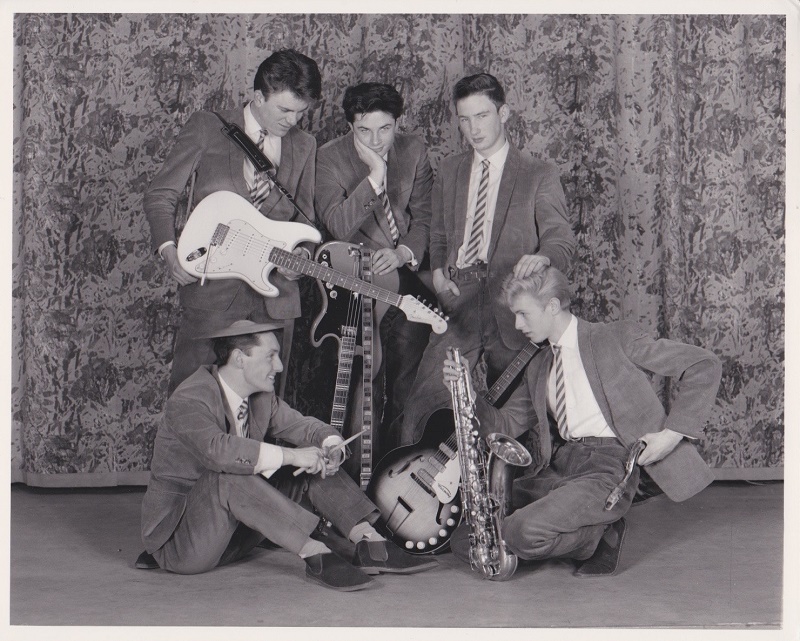 Bowie (bottom right) had originally joined the band in 1962 as a saxophone player 