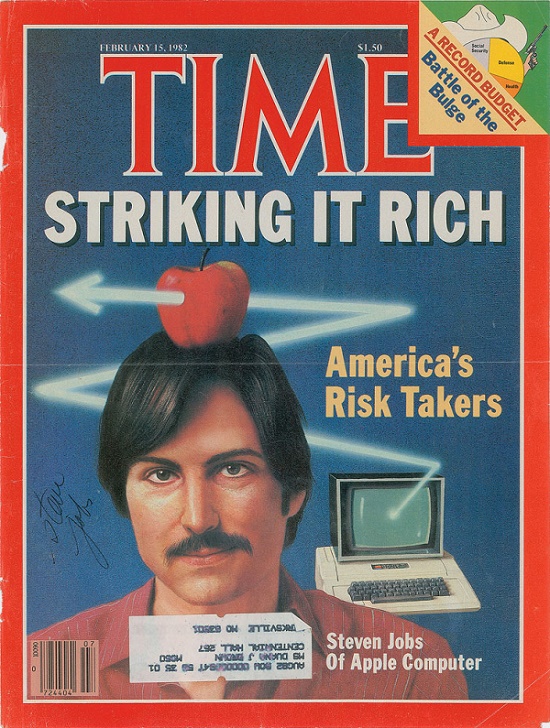 A rare Steve Jobs signature on a 1982 copy of Time Magazine