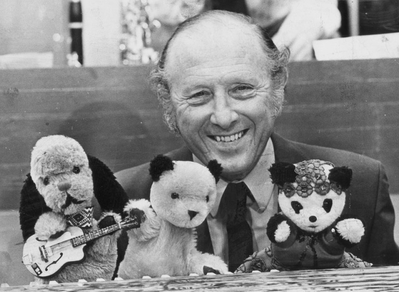 Harry Corbett, pictured in the 1960s with Sooty and his co-stars Sweep the Dog and Soo the Panda 