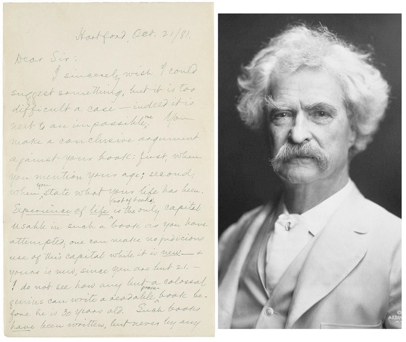 Twain's letter offers some tough - yet supportive - advice to the young Canadian writer Bruce W. Munro