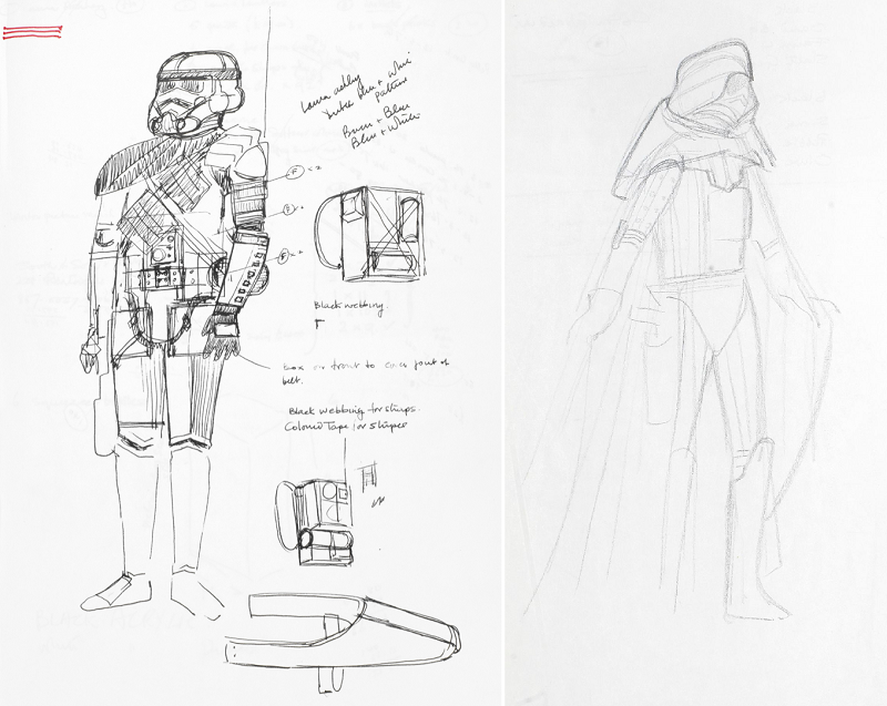 Concept designs for an Imperial Stormtrooper and Darth Vader