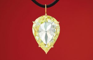 The 24.04-carat, pear-shaped, canary yellow Moon of Baroda diamond