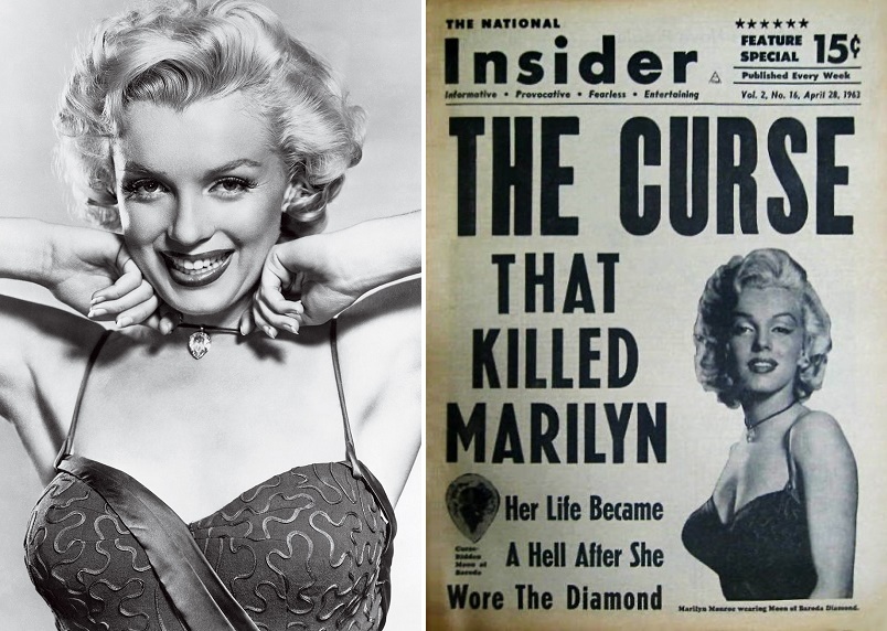 The diamond is said to be cursed, and a U.S tabloid even tried to blame Monroe's death on the stone. 