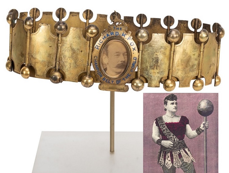 The Champion Strong Woman belt presented to Minerva in 1893 