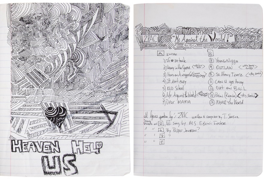 The auction also includes a complete notebook of Tupac's handwritten lyrics, poems and notes 