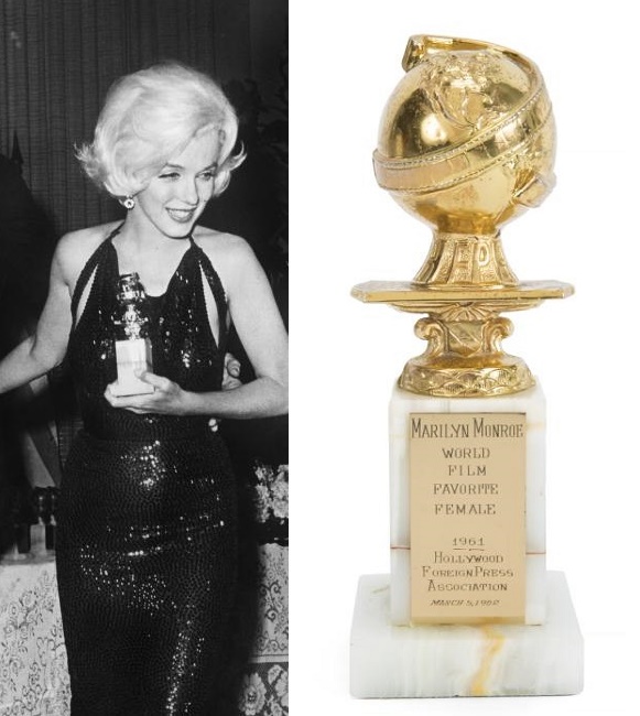 Monroe's 1961 Golden Globe award also sold during the auction for a world record $250,000 