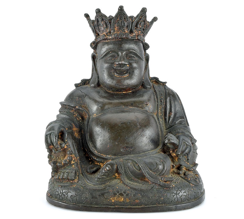 The ancient bronze Buddha statue is said to date from 1368-1644 