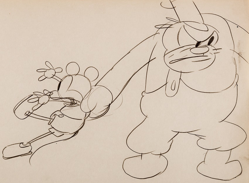 The rare drawing featuring both Mickey Mouse and Peg Leg Pete is expected to sell for more than $10,000 