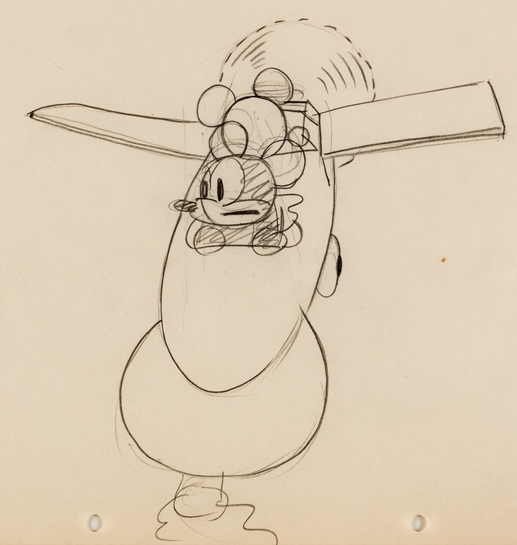 An original drawing from Plane Crazy - the first Mickey Mouse cartoon ever produced, although it was actually the fourth to be released 