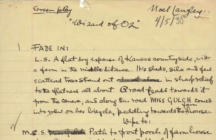 The original handwritten first draft script of the Wizard of Oz had been described as "perhaps the most important manuscript in Hollywood history"