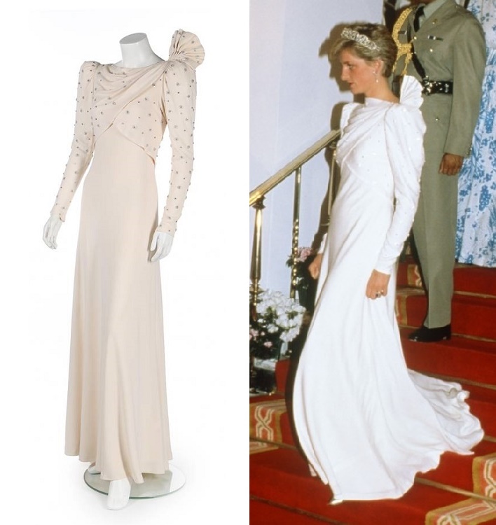 Princess Diana wore the dress in November 1986 to a ball hosted by the Emir of Bahrain 