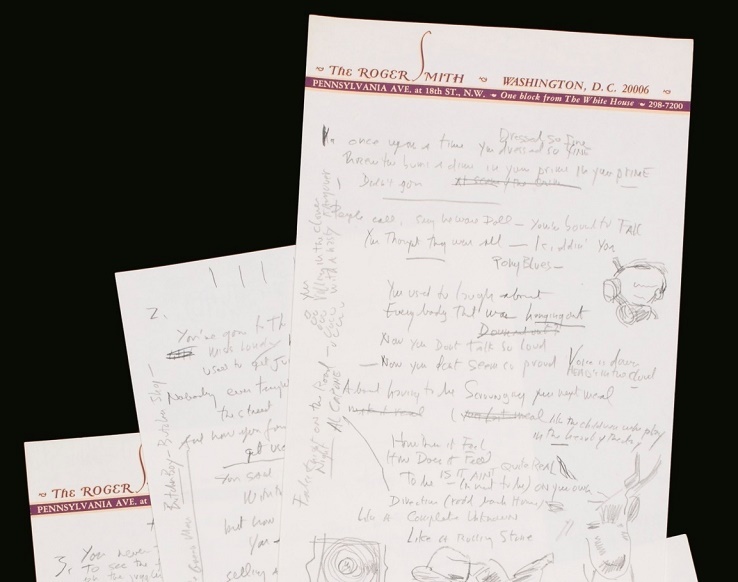 Bob Dylans Handwritten Like A Rolling Stone Lyrics Up For