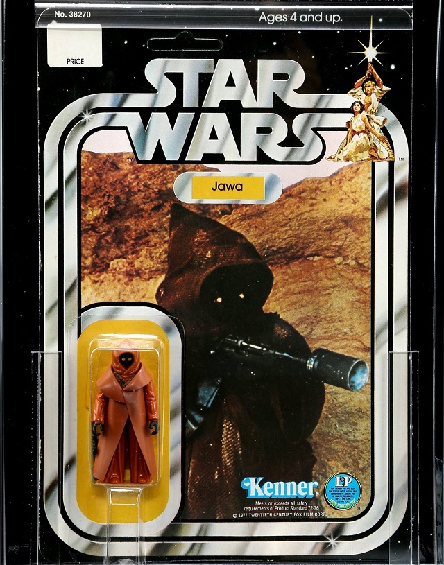 A rare first-release Jawa figure with its original vinyl cape