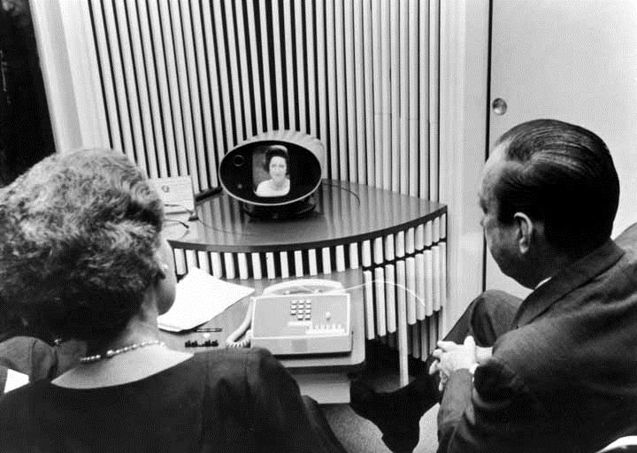 Users testing out the Mod I Picturephone at the New York's 1964 World's Fair 