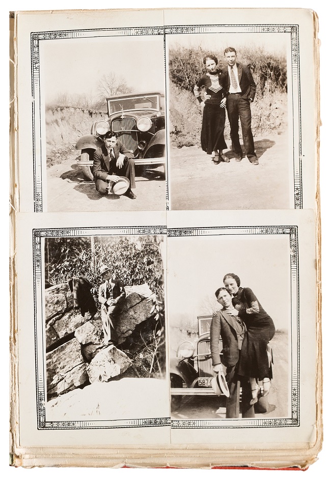 A page of photographs taken from an album owned by Barrow's older sister Nell May Barrow