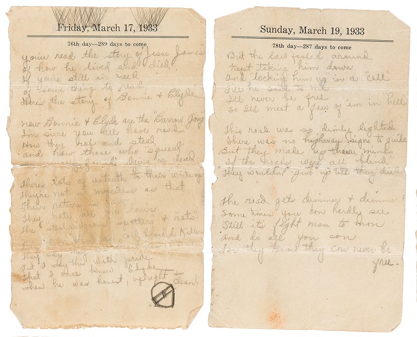 Bonnie Parker's original handwritten poem, 'The Story of Bonnie and Clyde' 