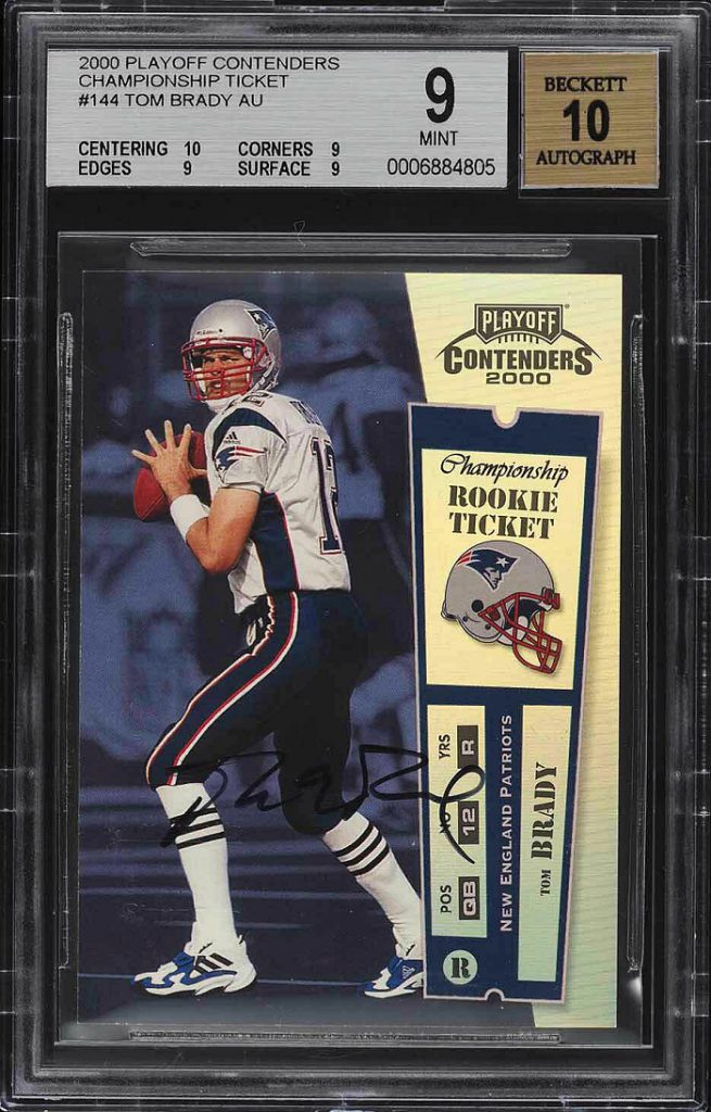 Just 100 of the Playoff Contenders 2000 Championship Rookie Ticket Autograph cards were produced, back when Brady was still an unknown fourth-choice quarterback