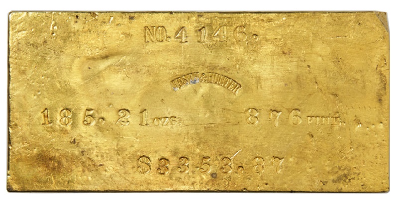 A Justh & Hunter Gold Ingot from the SS Central America