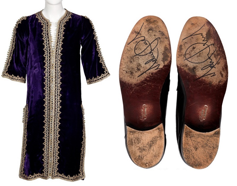 Jimi Hendrix's purple velvet caftan, and a pair of Michael Jackson's stage-worn shoes 