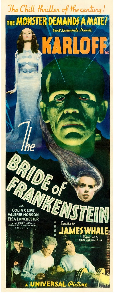 The Bride of Frankenstein Horror Movie Poster Design 8x12 In Aluminum Sign 