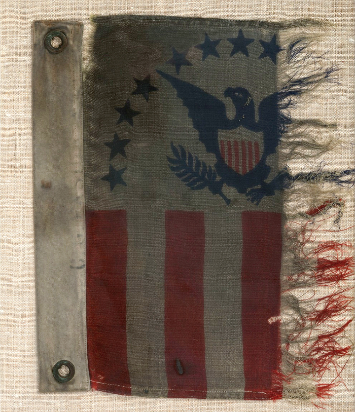 The original USS LCI(L)-86 ensign flag flown during the Normandy Invasion 