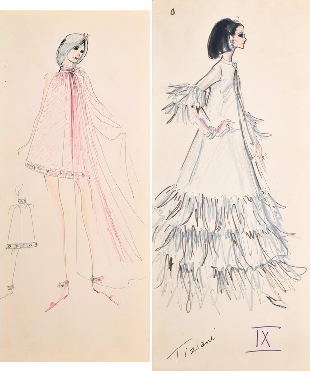 Lagerfeld's original sketches range in estimate from $500 up to $4,000