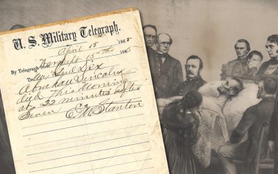 The original handwritten telegram which officially announced the death of Abraham Lincoln