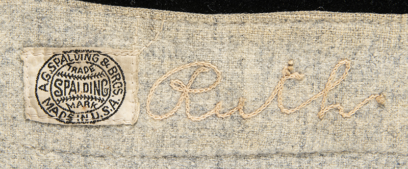 Babe Ruth's surname was sewed into the collar of the jersey