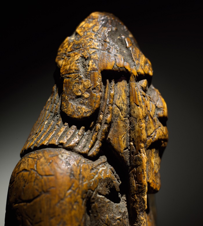 The medieval figure is carved from walrus tusk, and is believed to have been made in Norway circa 1150 - 1200 A.D