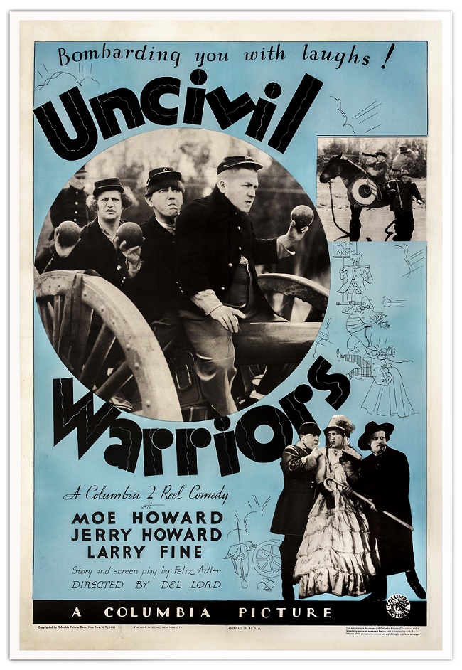 A one-sheet poster for the 1935 short Uncivil Warriors.