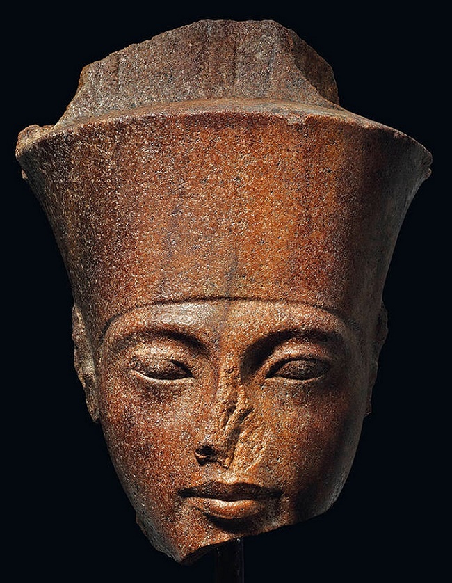 The 3,000 year old sculpture depicts the face of the young king Tutankhamen on the head of the deity Amen 