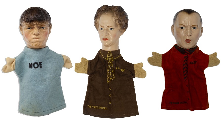 A set of rare Three Stooges handpuppets, circa 1937.