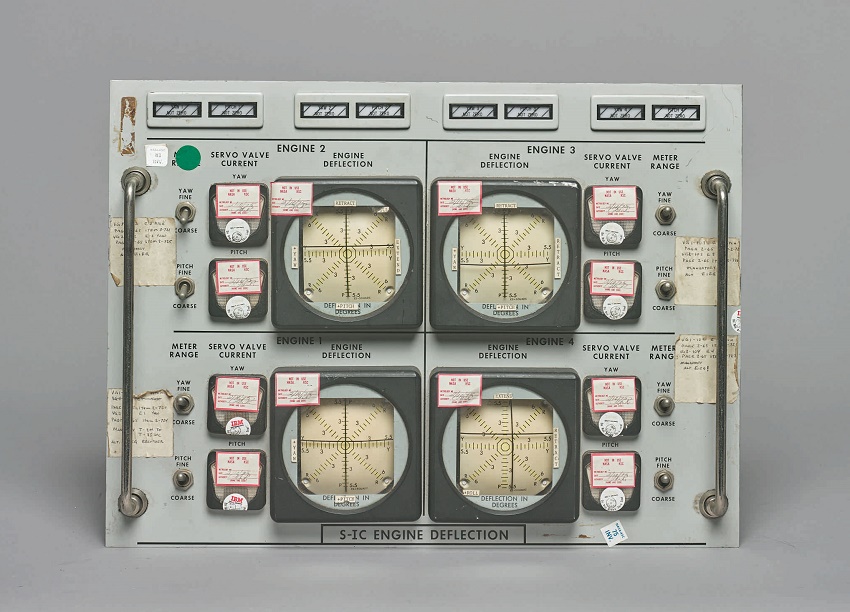 An original panel from Kennedy Space Center Firing Room 1, where the Apollo 11 mission was launched