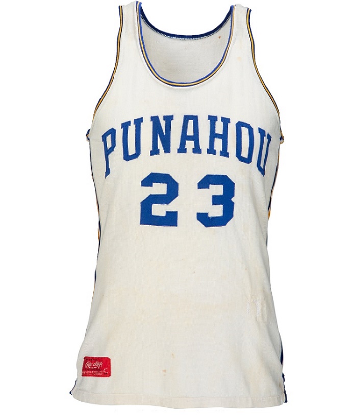 Obama wore the jersey as a member of Punahou High School's 1979 Hawaii State Champion boy's varsity basketball team.