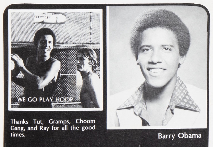 Barack Obama's page in his senior High School yearbook clearly illustrates his love of basketball