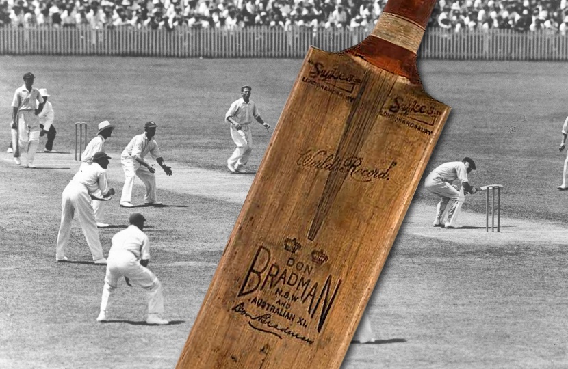 Don Bradman Ashes bodyline series bat up for auction