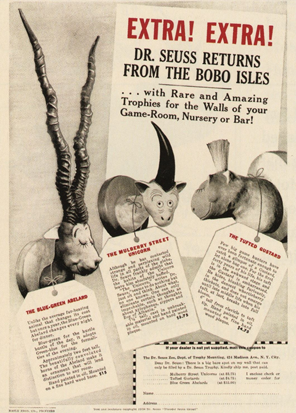 An original magazine advert for Dr Seuss' sculptures, which were available by mail order (Image: Profiles in History)