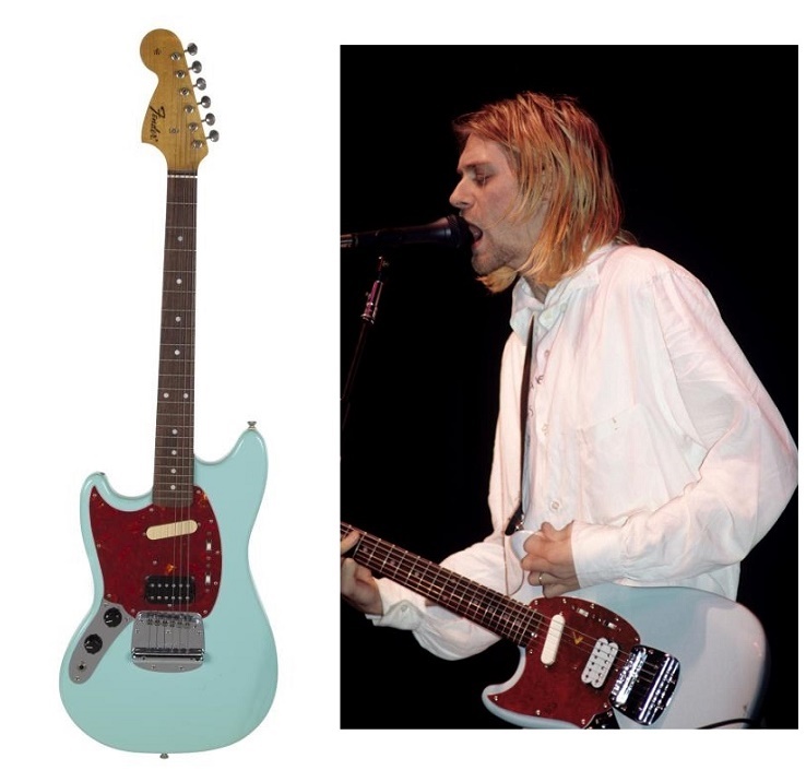 Cobain played the custom-made Fender Mustang during Nirvana's 1993 In Utero tour (Images: Julien's Auctions)