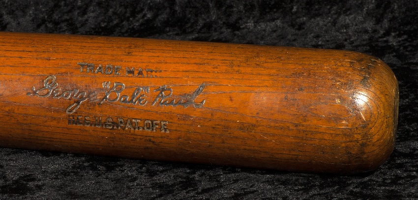 Babe Ruth's 500th home run bat, graded PSA/DNA GU 10 and estimated to sell for $1 million+ (Image: SCP Auctions)